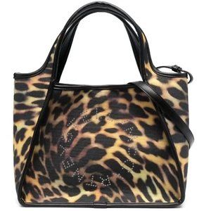 Stella McCartney leopard-print studded logo tote bag Women's Handbag